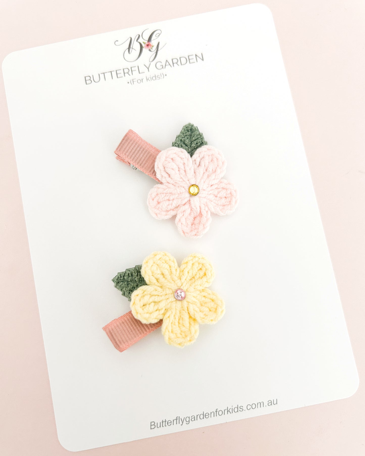 Coral Blossoms Fringe clip duo