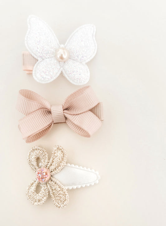 Champagne Blush nonslip clip trio