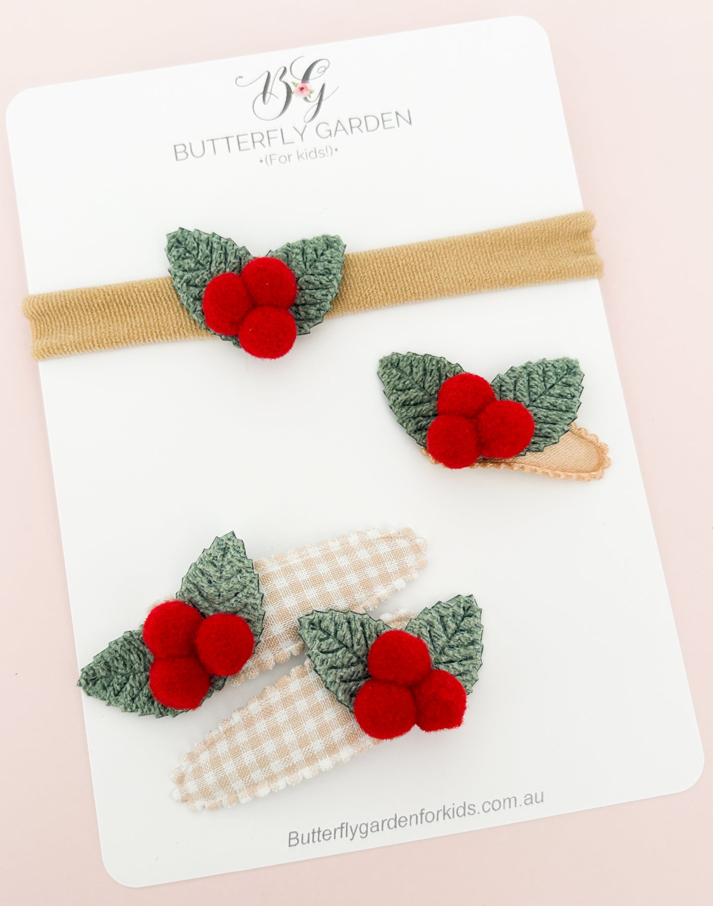 Holly Fabric Snap Clip -single or pair