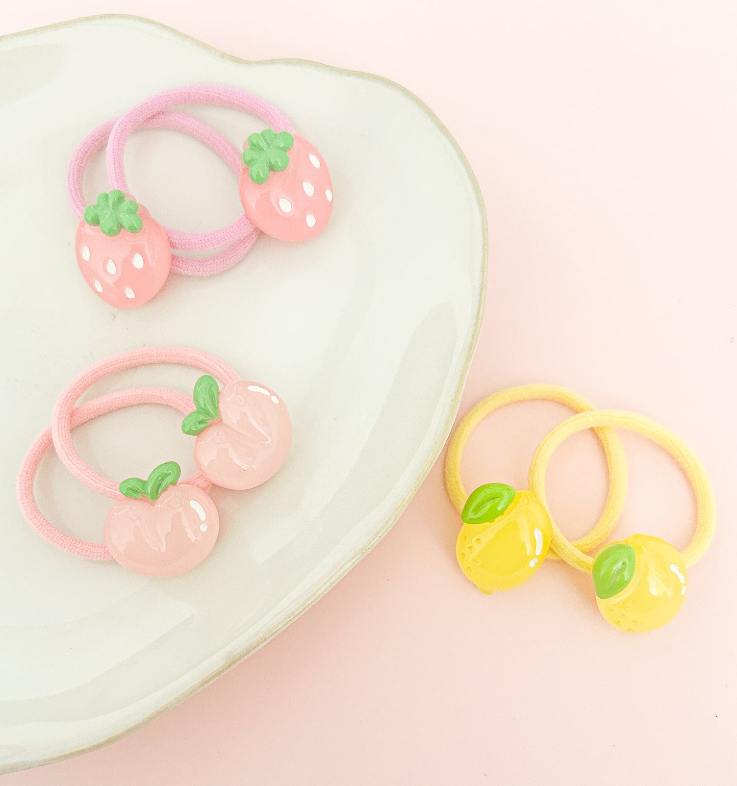 Summer Fruits ponytails pairs- Lemon, Strawberry or Peach