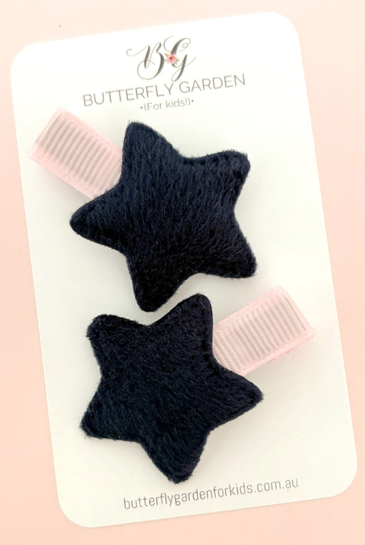 Sadie fringe clip pair - Pink/Navy