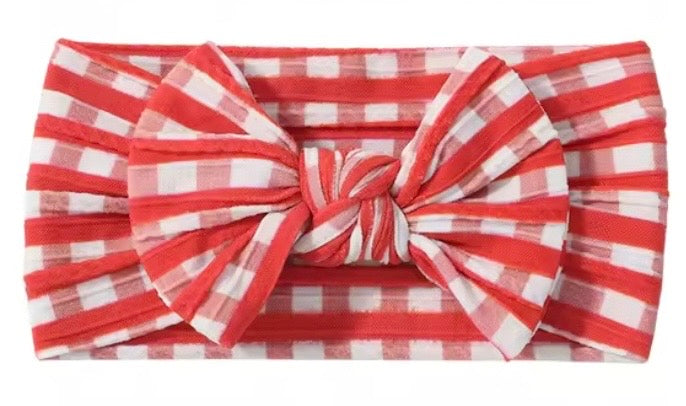 Merry & Bright headbands/wraps - Red Check, White or Forrest Green
