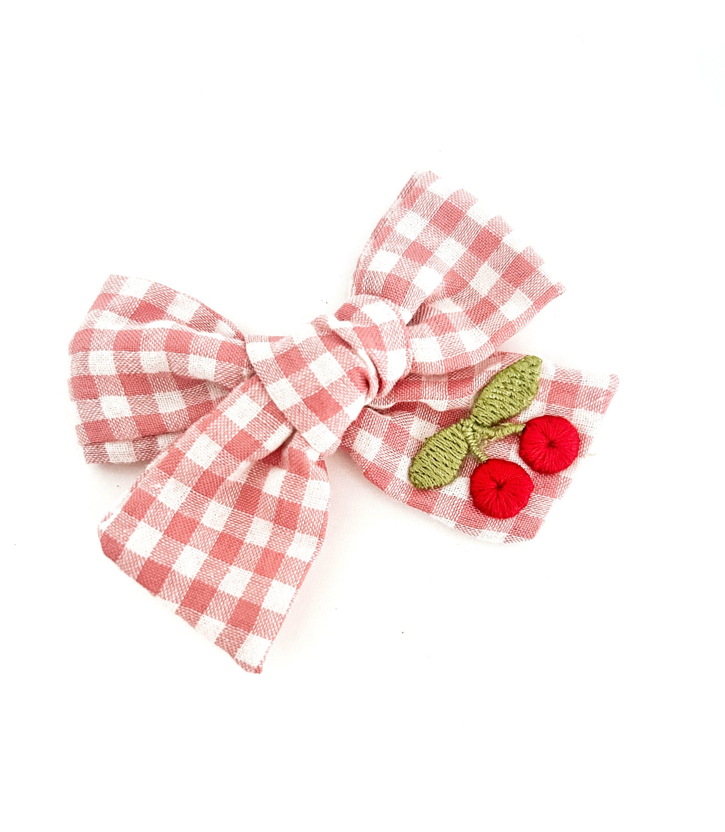 Cherry Gingham bow clip
