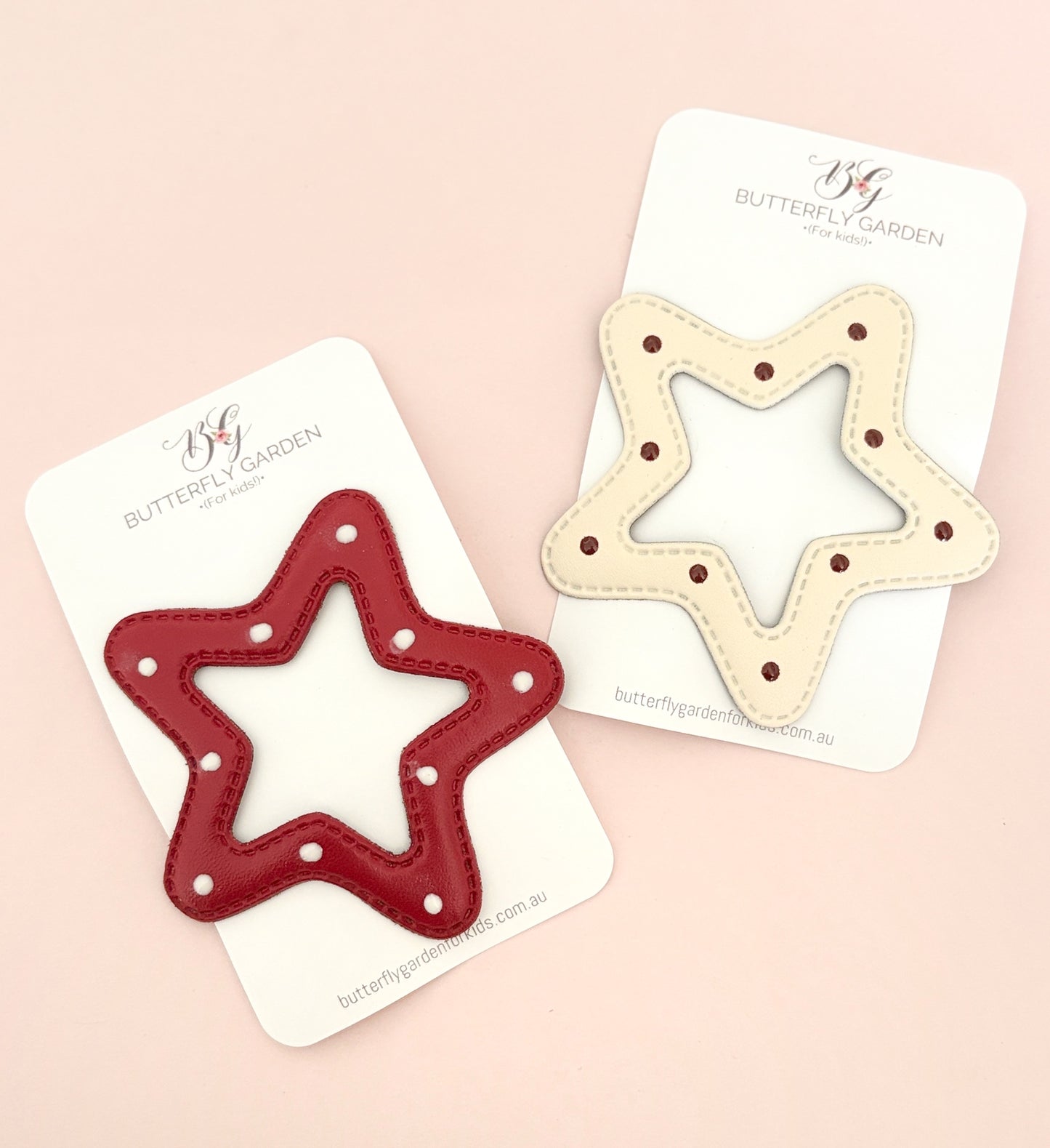 Retro Star hair clips- Red or Ivory