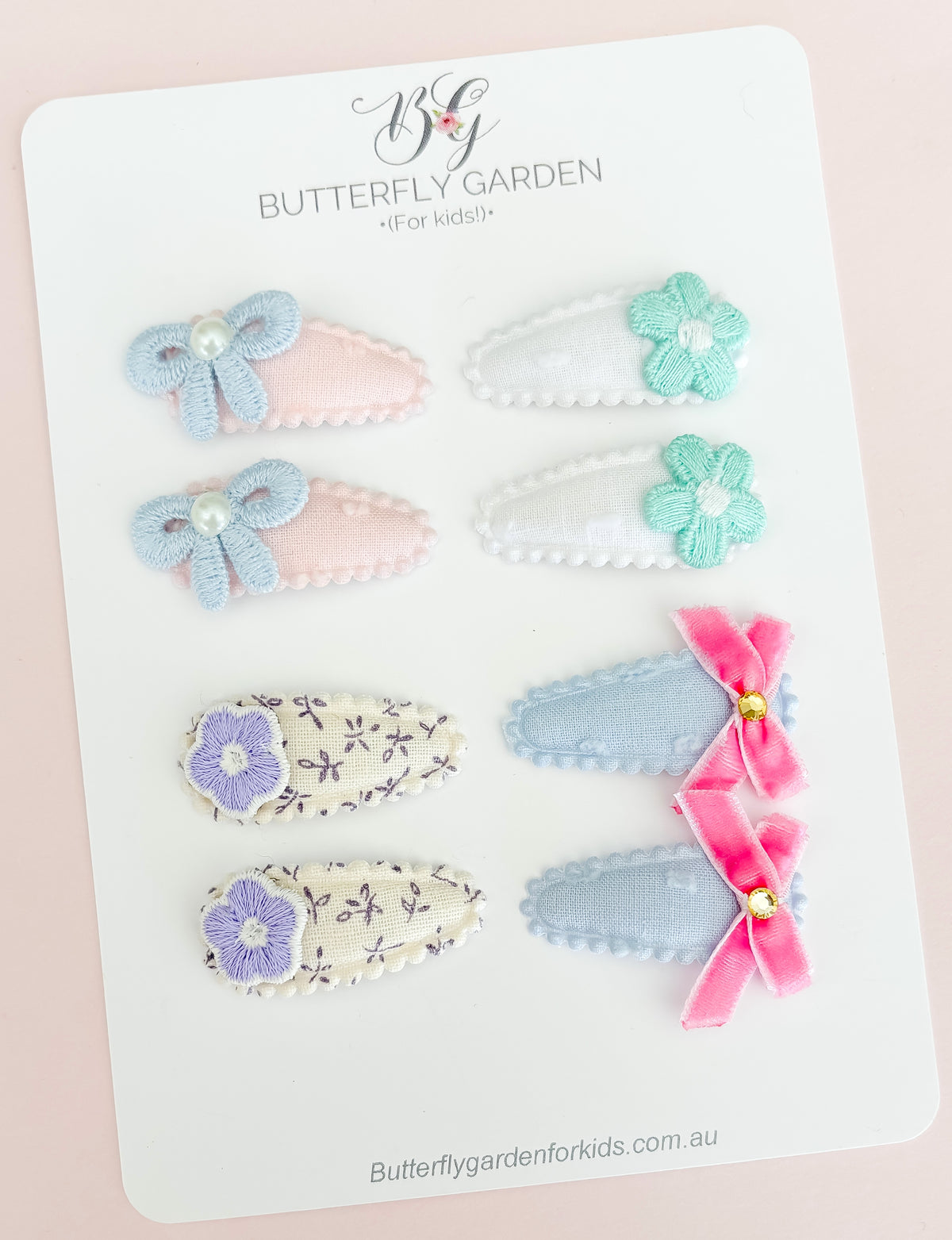 Pastel Bows & Blossoms - Essentials set of Baby Nonslip Clips