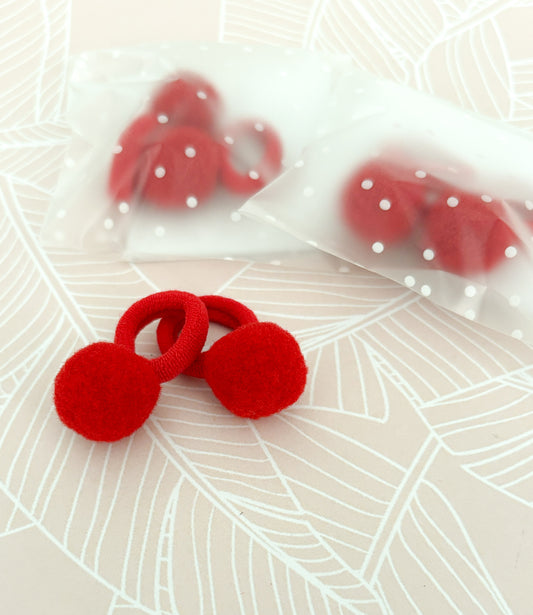 Christmas Pom Pom petite hair tie set