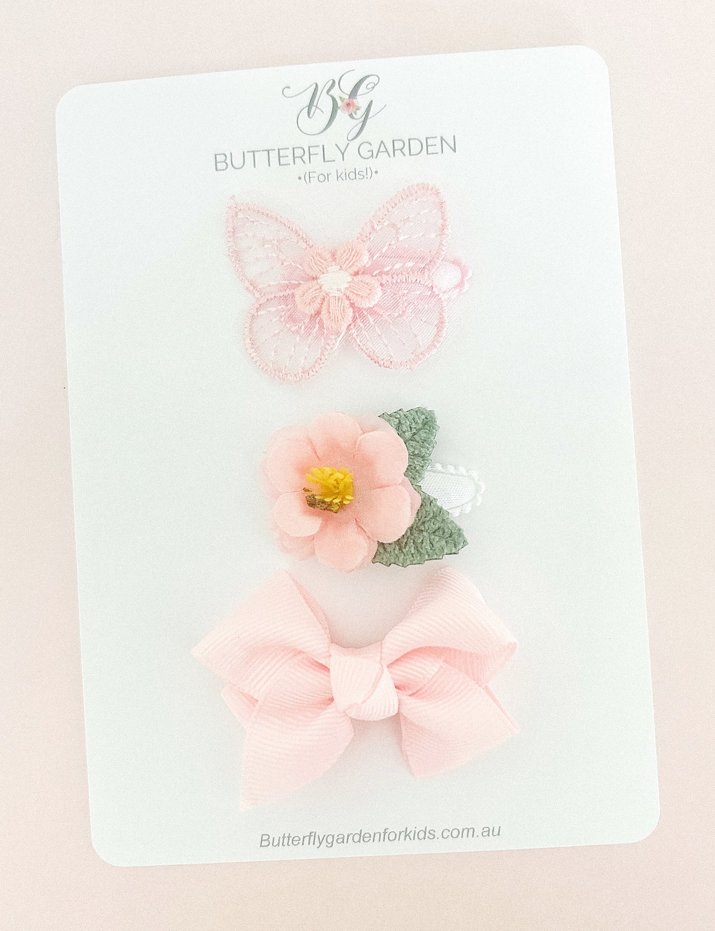Luxe trio of baby hair clips - soft pinks