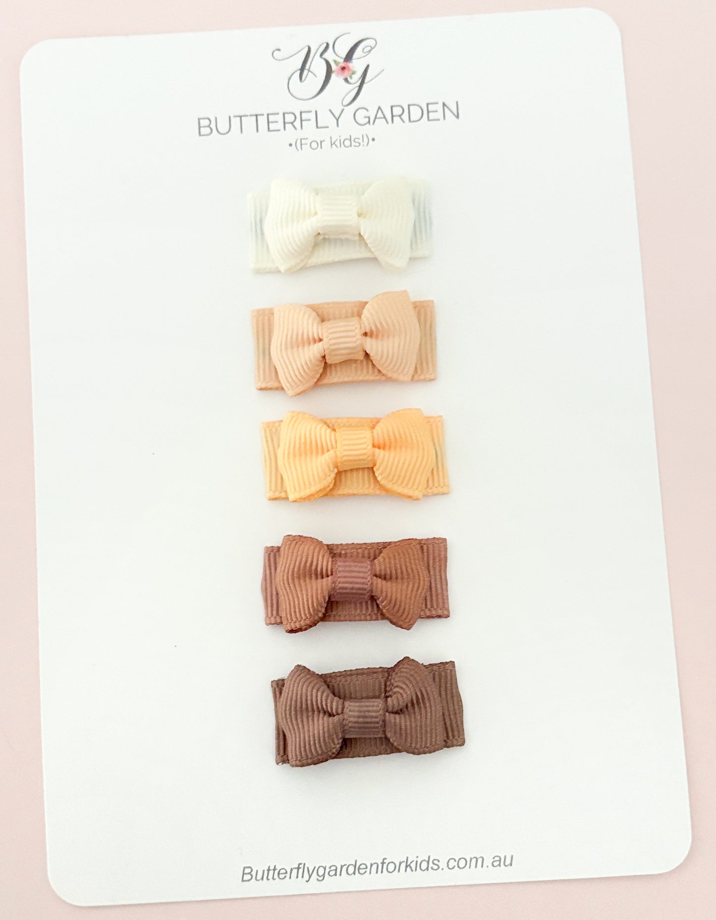 New! Essentials Delicate Bow set x 5 baby nonslip clips - Odette