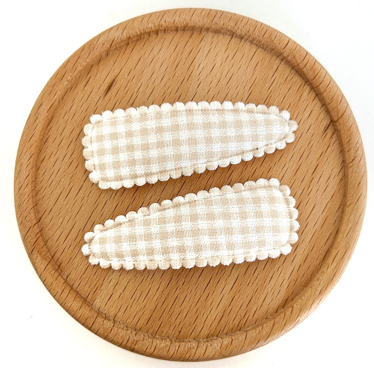 Mini Check fabric snap clip duo