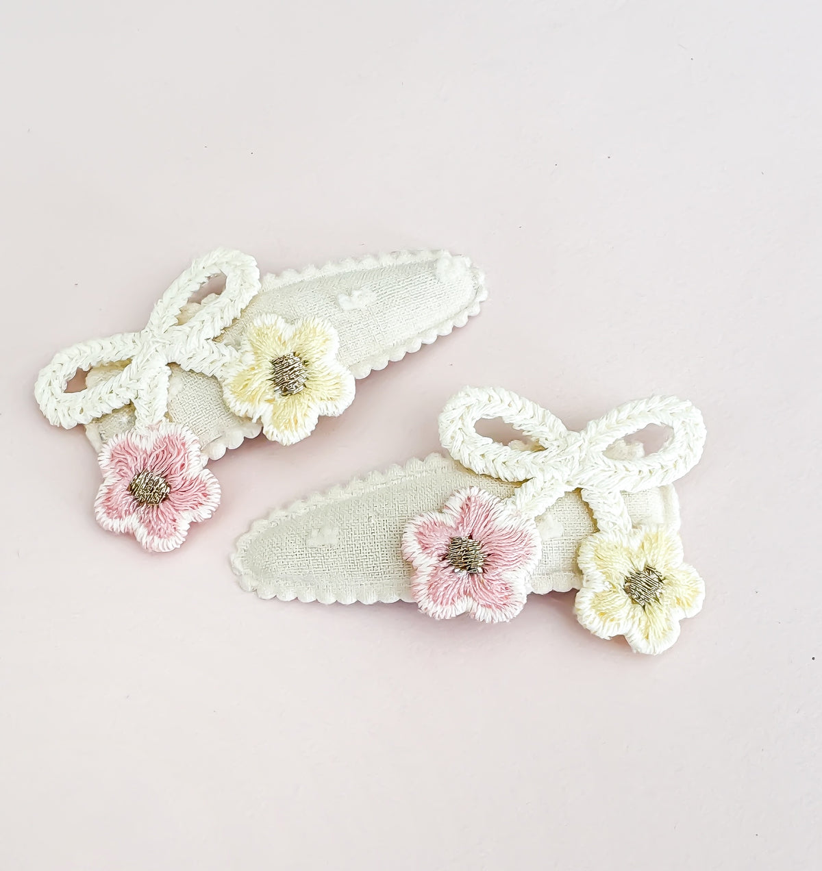 Spring Bows & Blossoms Fabric Snap Clip Pair