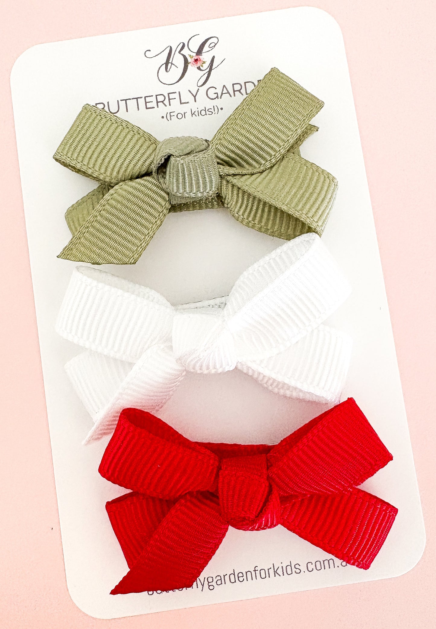 Christmas Bow Trio - baby nonslip clips