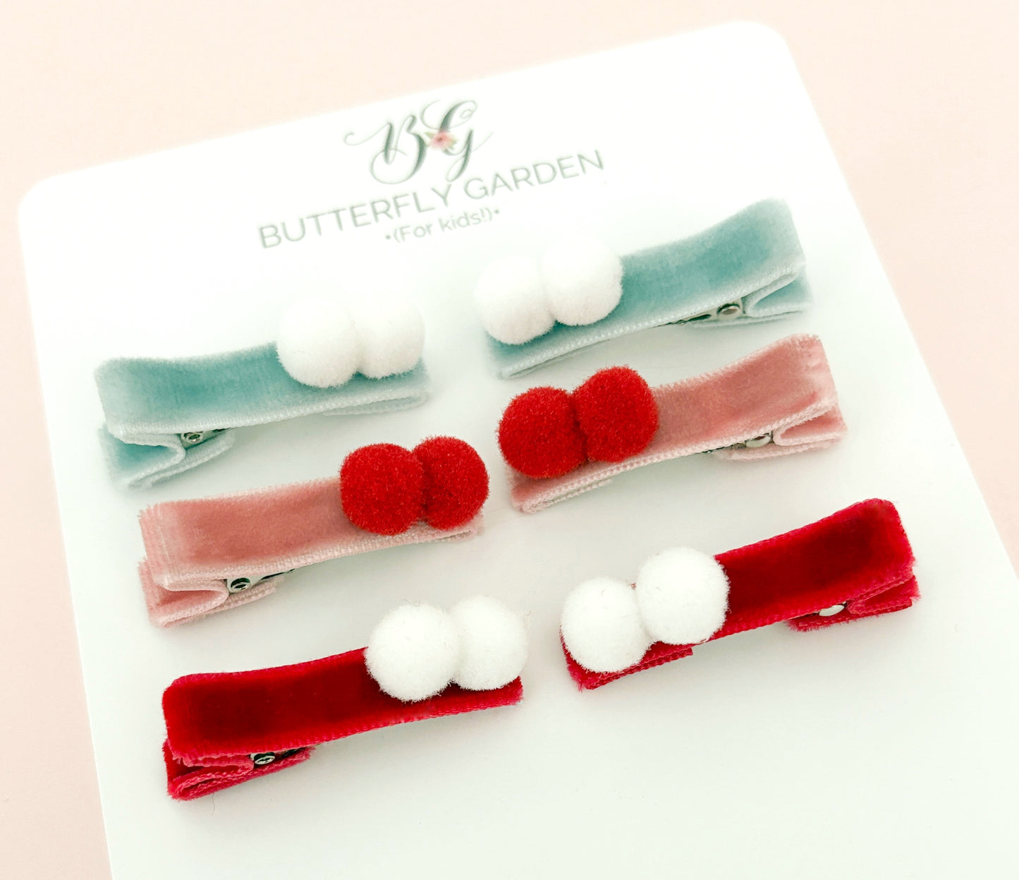 Christmas PomPoms Twinset fringe clips