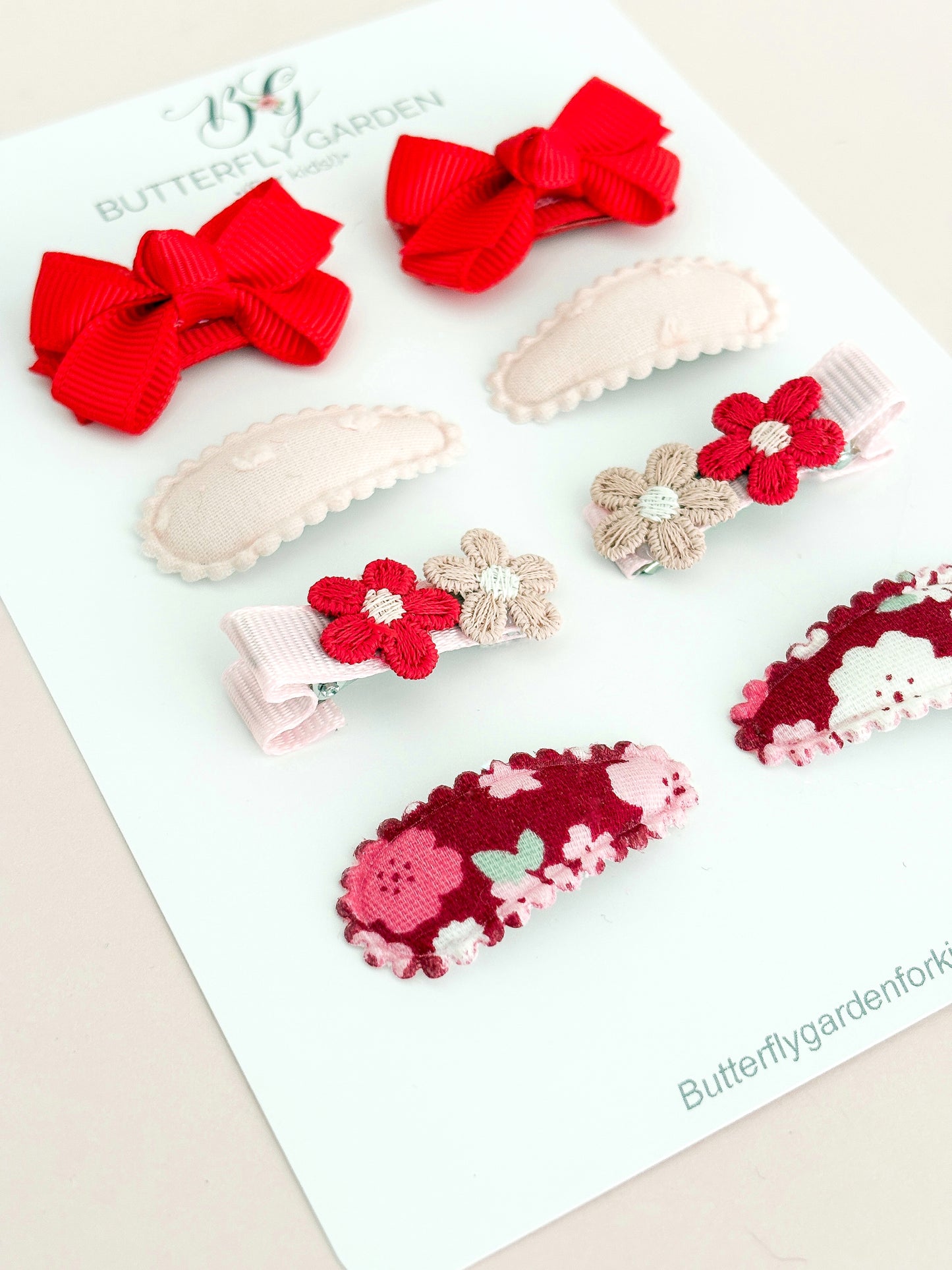 Cherry Red Twinset - baby nonslip clips Essentials pack