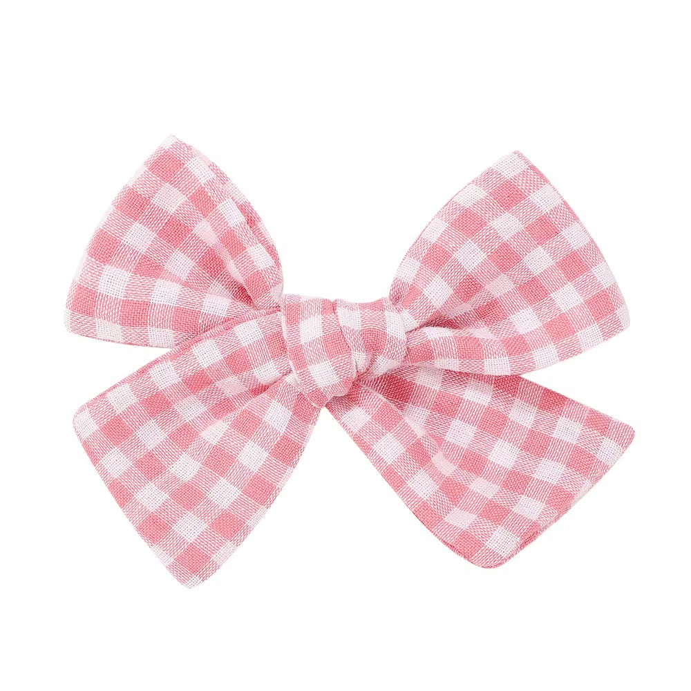 Cotton Candy Gingham Bow hair clip