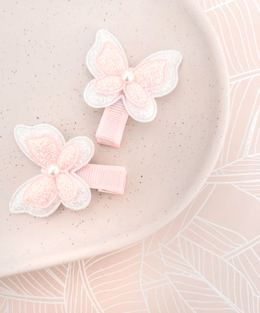 Ballet Slipper Butterflies - 3 colours, pair of nonslip Fringe clips