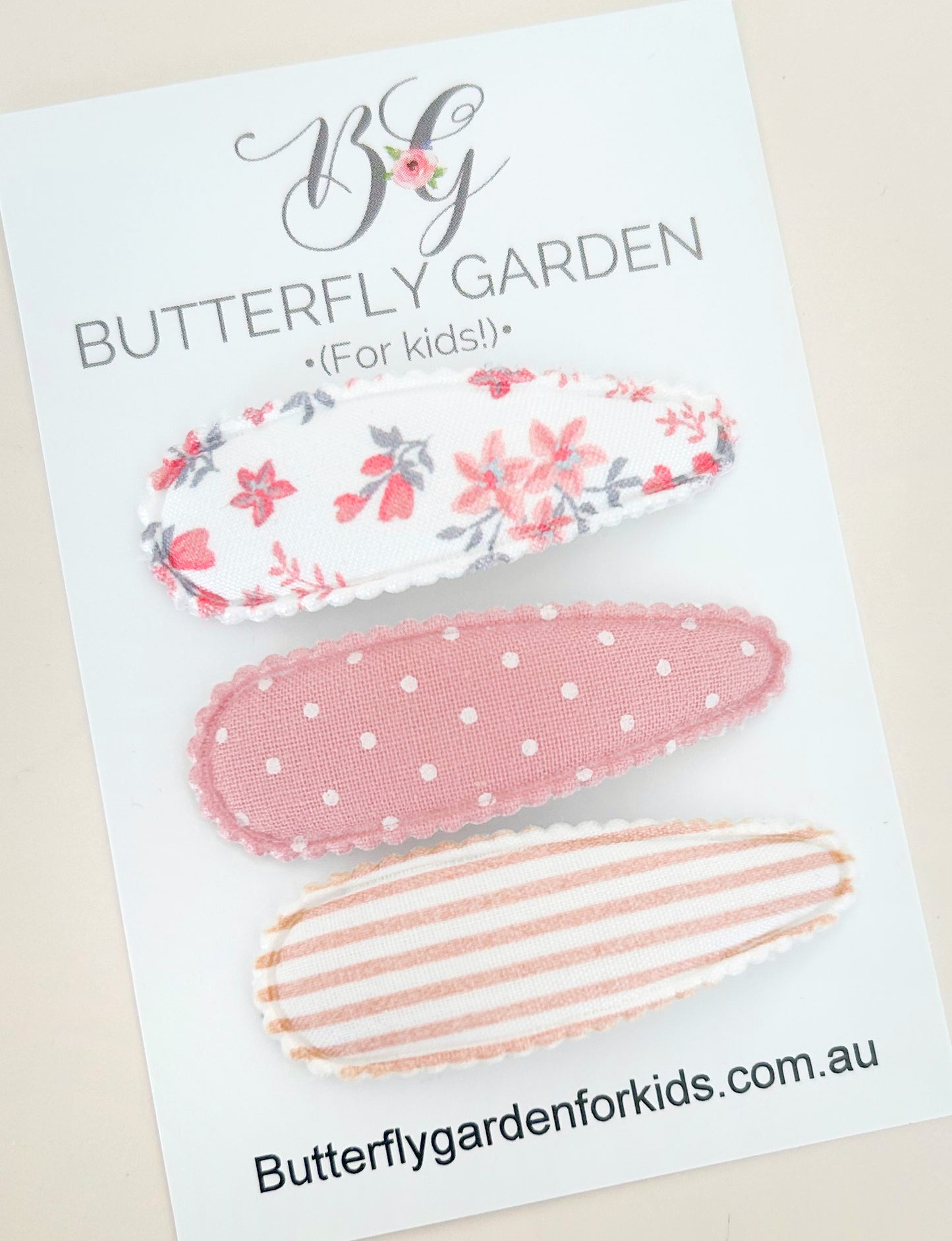 Ivy fabric snap clip trio