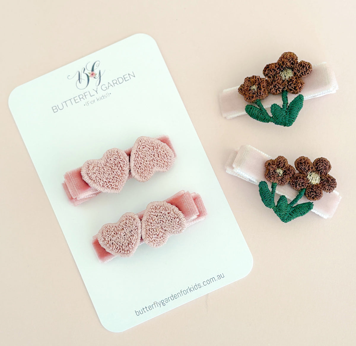 New! Twin Heart Fringe Clip duo