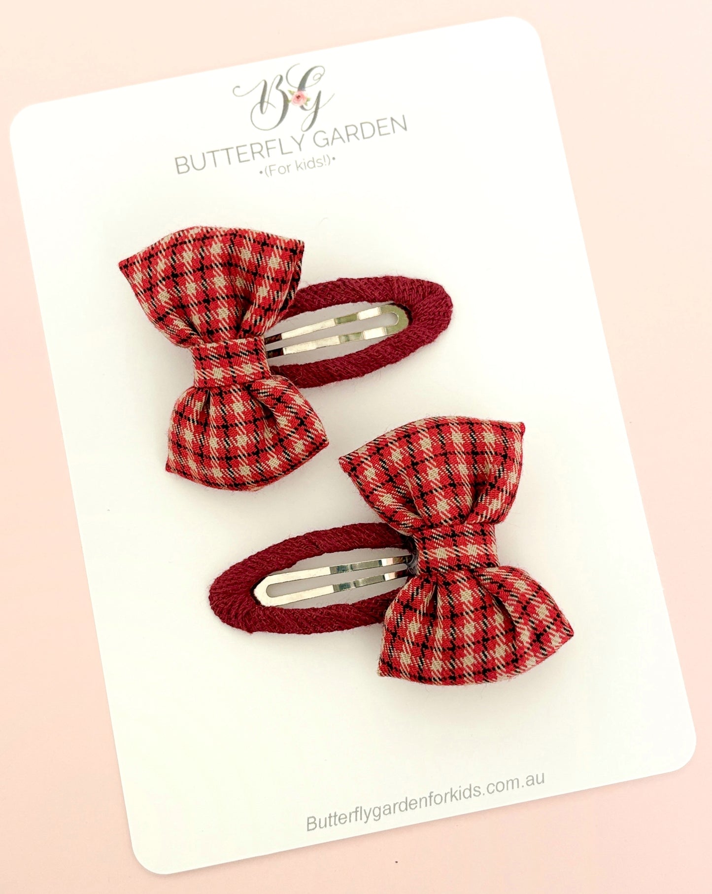 Tartan Bow hair clip duo