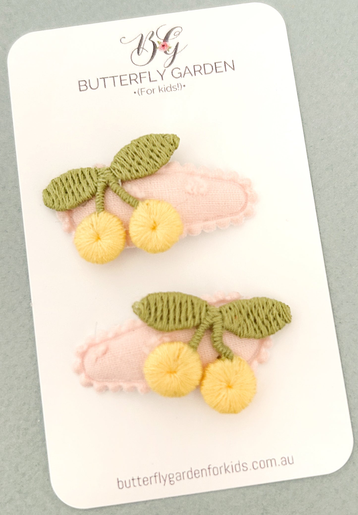 Soft Pink & Lemon Cherry Baby nonslip clips