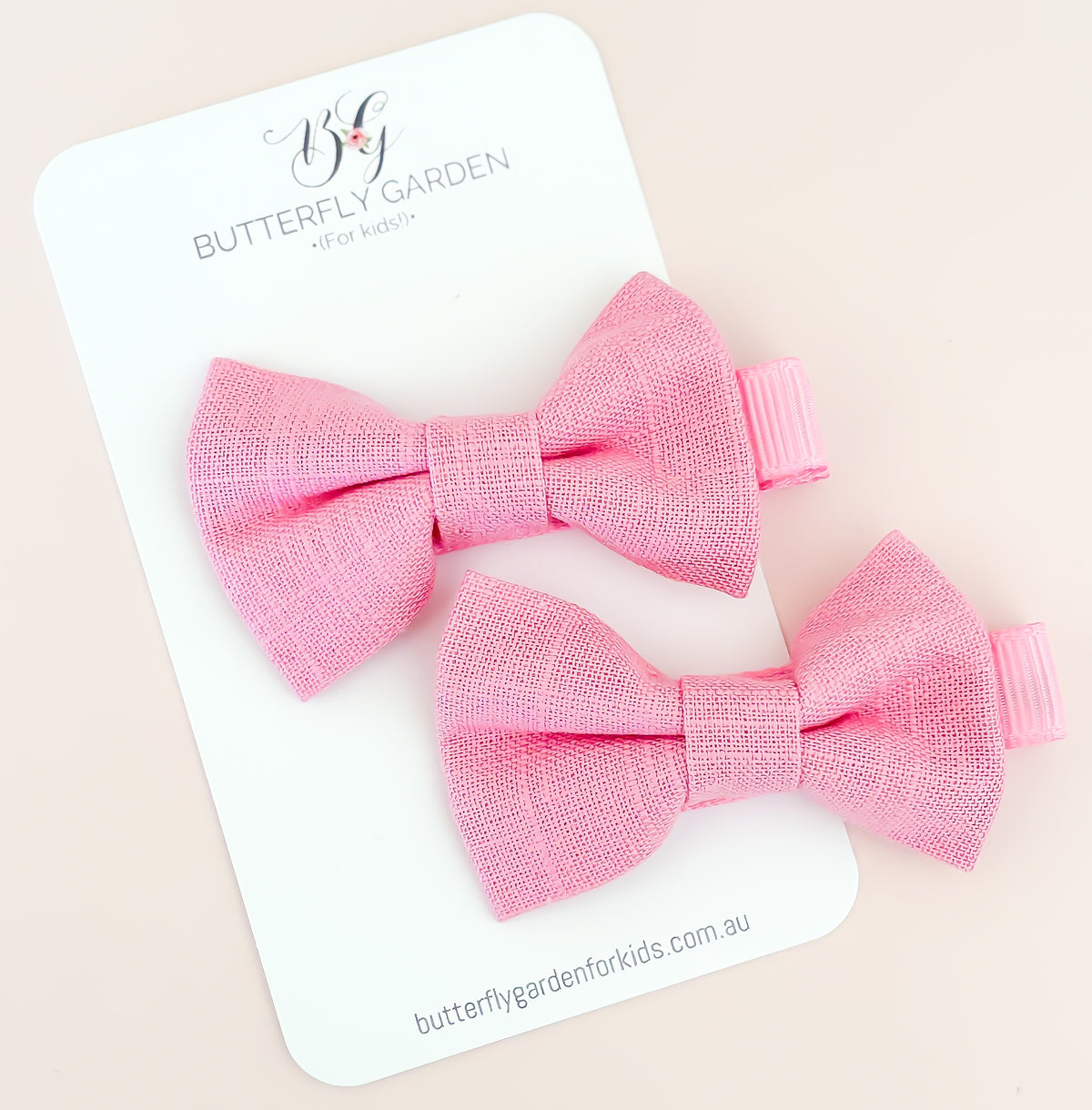 Fairytale Bows pigtail pair clips - Pixie Rose Pink