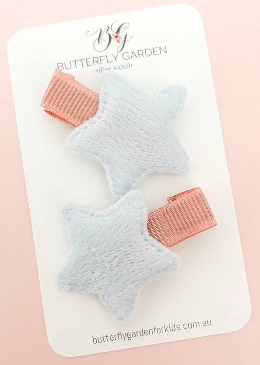 Sadie fringe clip pair - Blush/Pale Blue