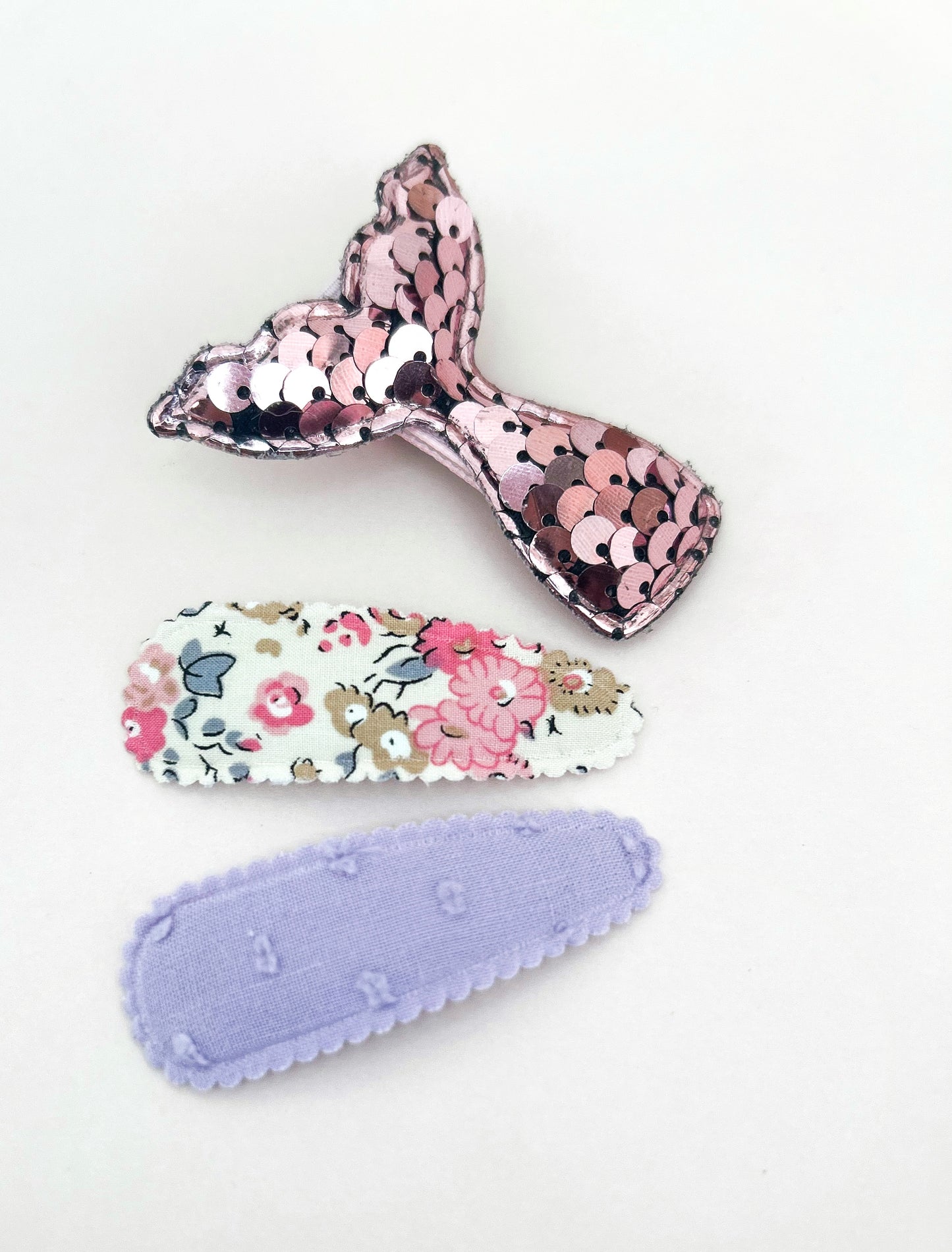 Sequin Mermaid girls clip trio