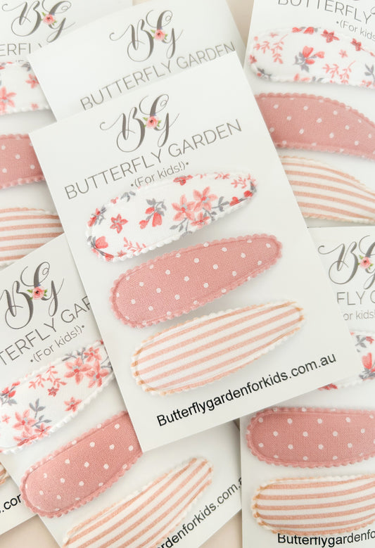 Ivy fabric snap clip trio