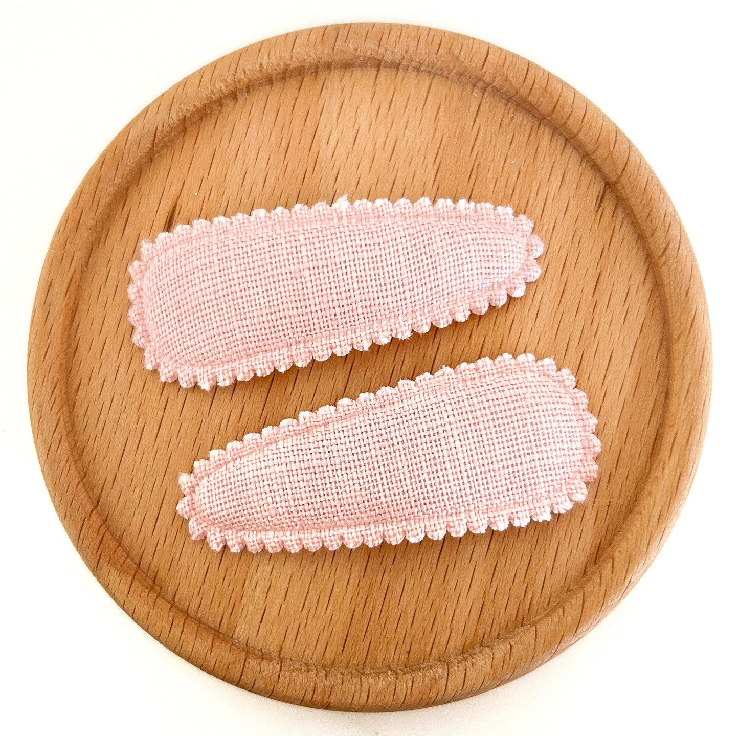 Cotton Candy Linen fabric snap clip duo