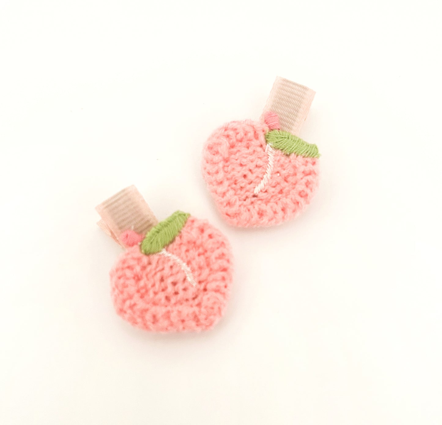 Rosy Orchard crochet mini fringe clips - Pair or single clip- Peach, Strawberry or Watermelon nonslip