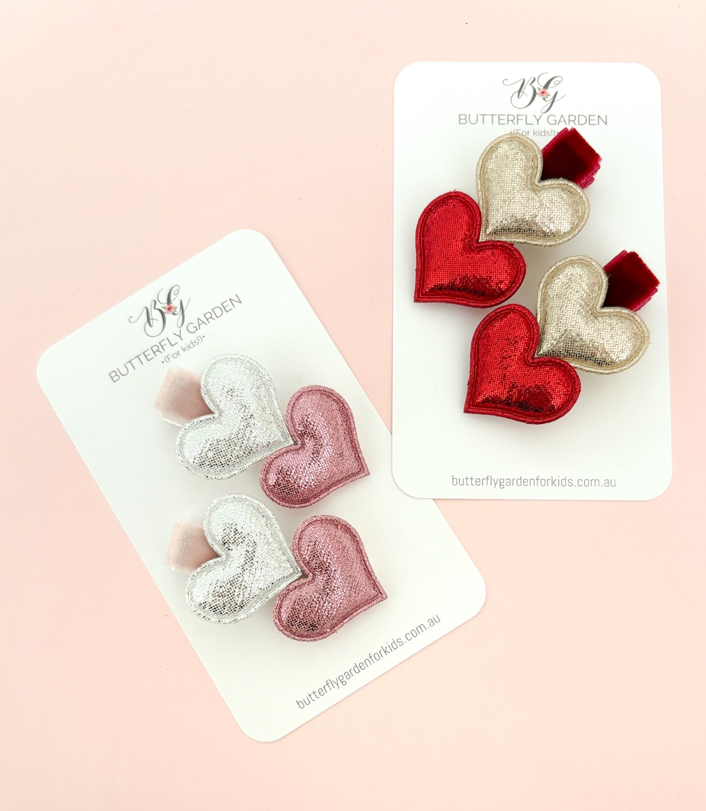 Valentina Heart Clips -Single, Pair or set of 4.