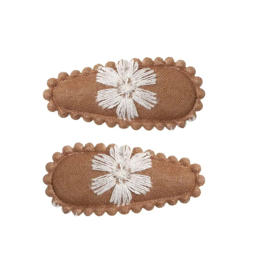 Chocolate Embroidered Mini Cotton Snaps