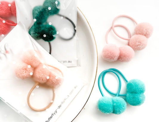 PomPom ponytail pair hair ties by