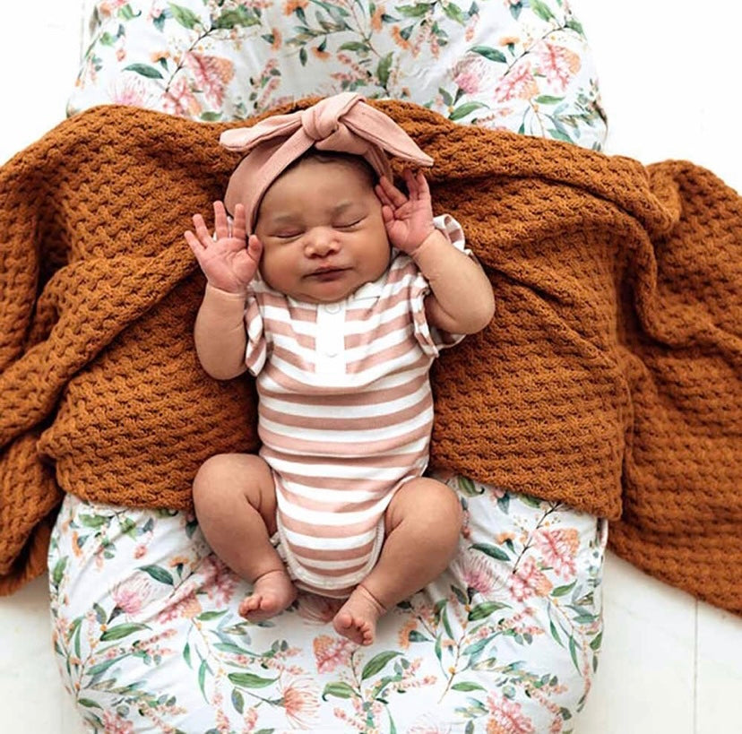 Snuggle Hunny Rose Stripe short sleeve bodysuit