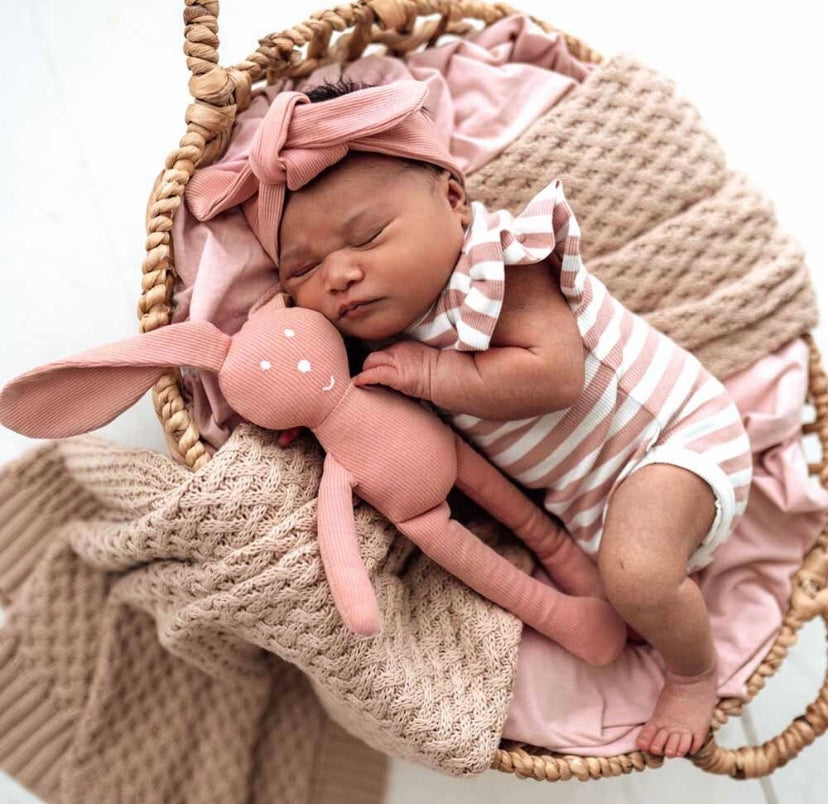 Snuggle Hunny Rose Stripe short sleeve bodysuit