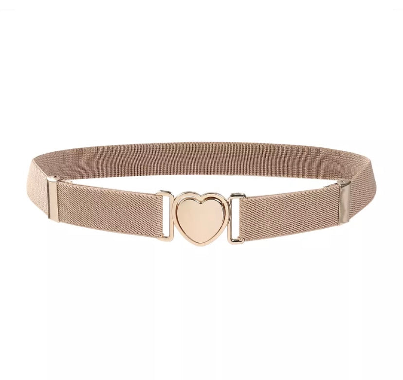Elastic fabric adjustable belt- Heart buckle- 3 colours