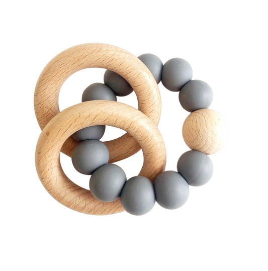 Alimrose Beechwood Teether rings- New Colour- Storm Grey