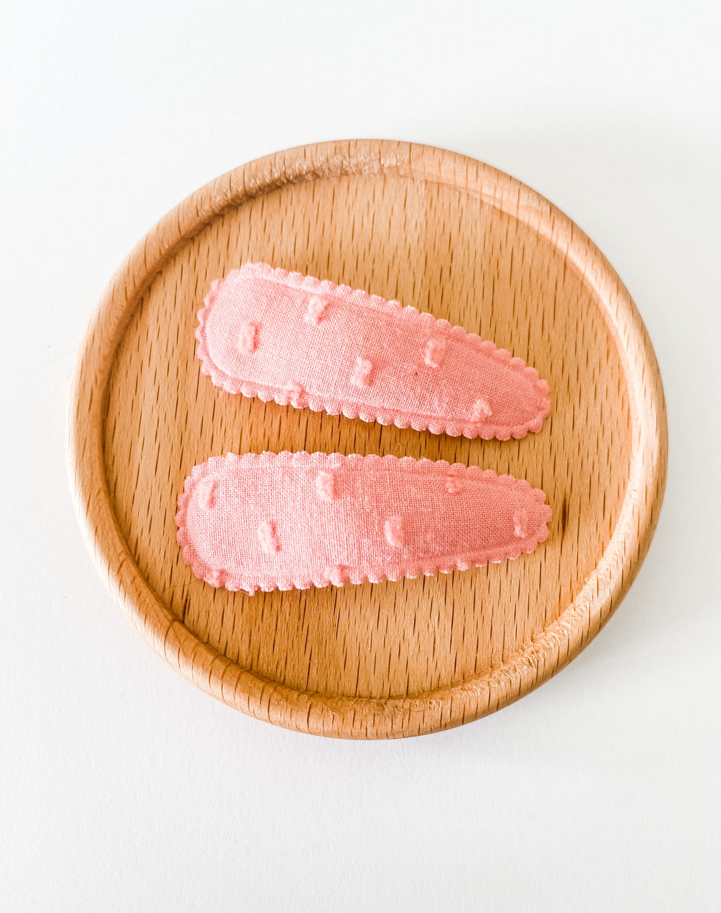 Blush PomPom - Fabric Snap clip duo