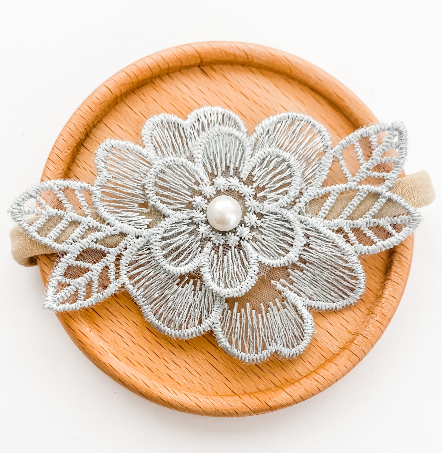 Vintage Blooms headband - Dove Grey