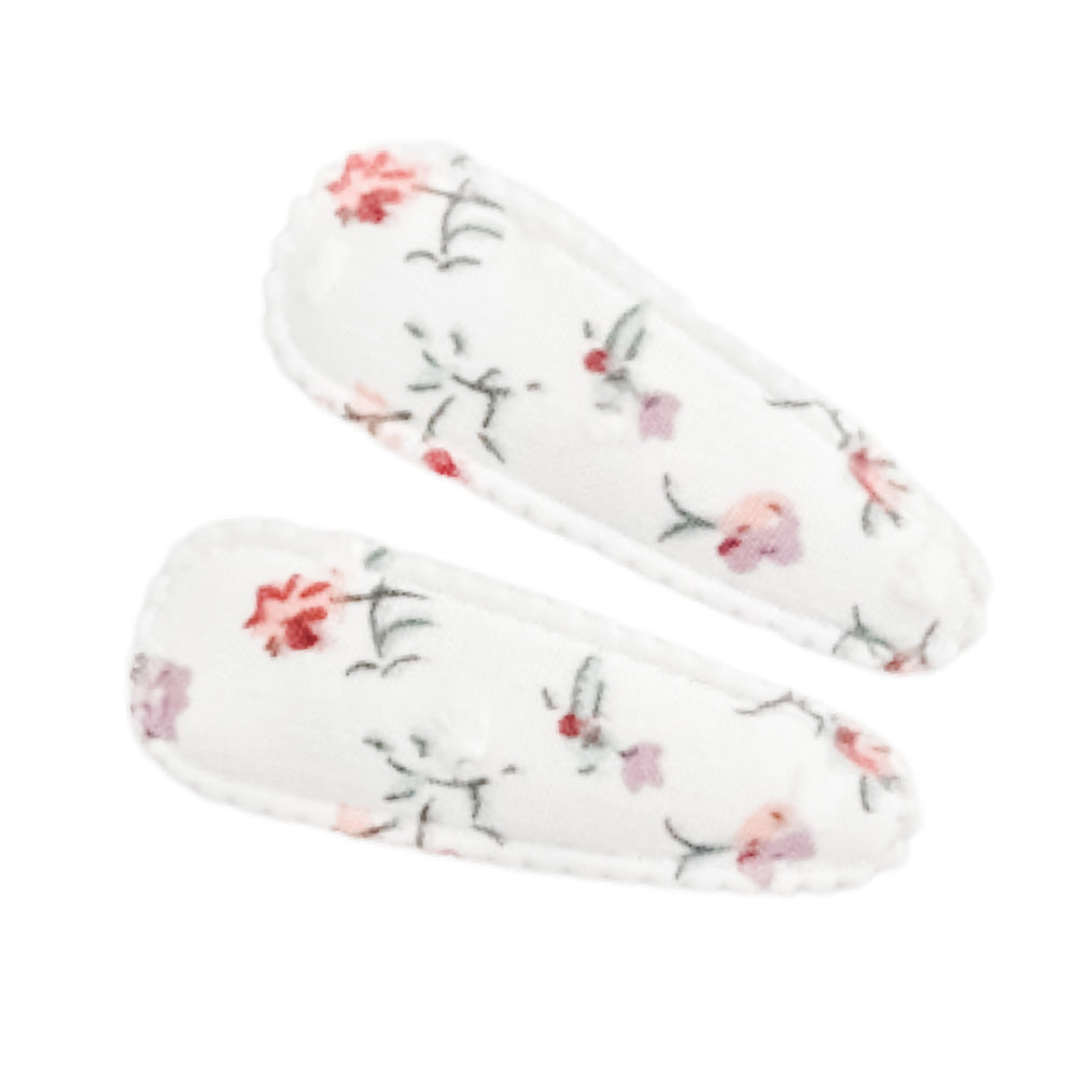 Pink Blooms fabric snap clip duo