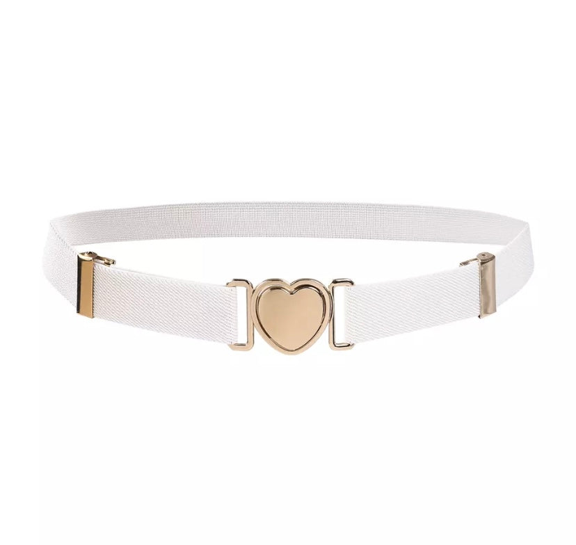 Elastic fabric adjustable belt- Heart buckle- 3 colours