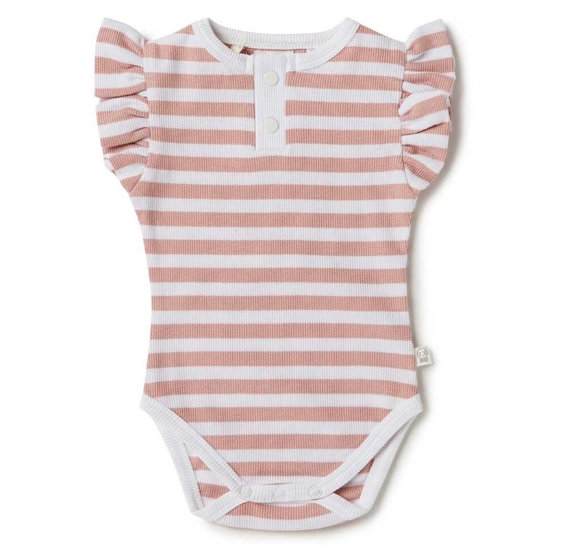 Snuggle Hunny Rose Stripe short sleeve bodysuit