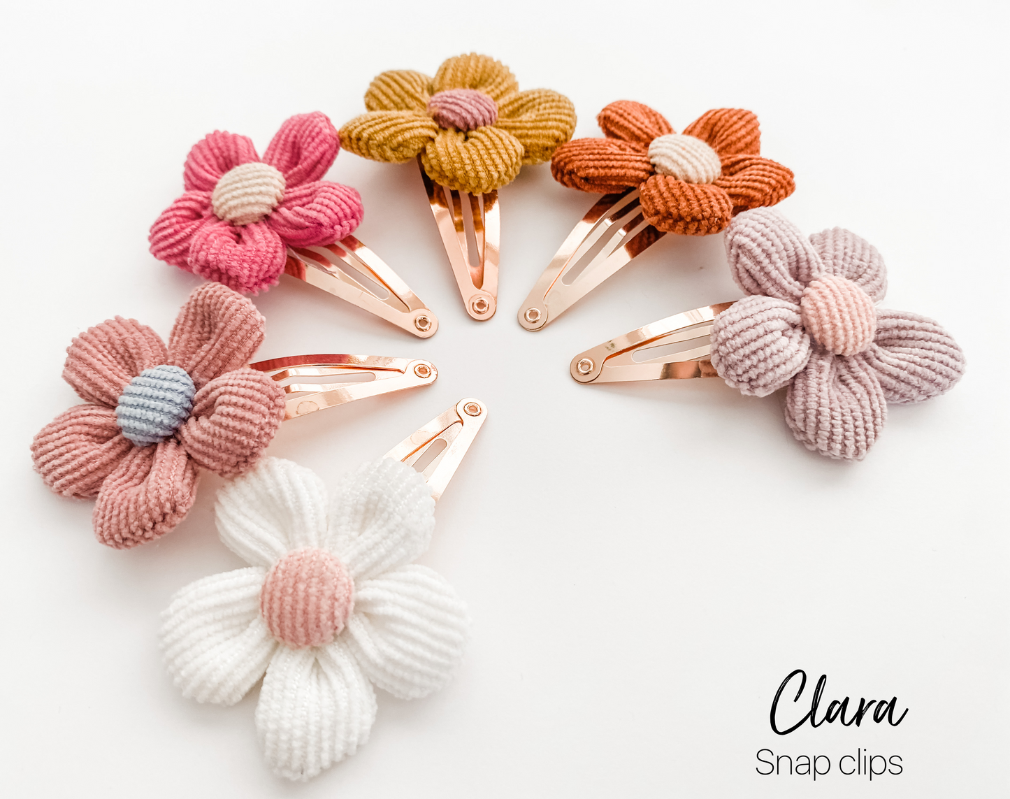 Clara snap clips- 6 sweet colours to choose from!