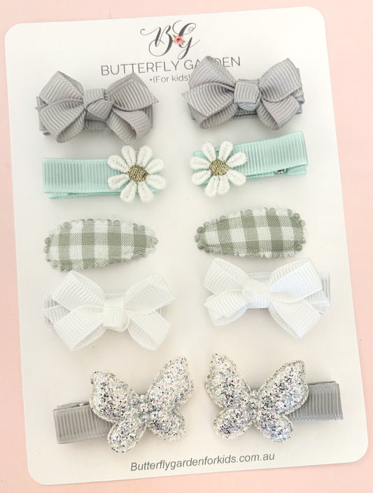 New! Mint Haze Twinset -  Essentials Baby & Toddler Nonslip Hair clips Mega Pack