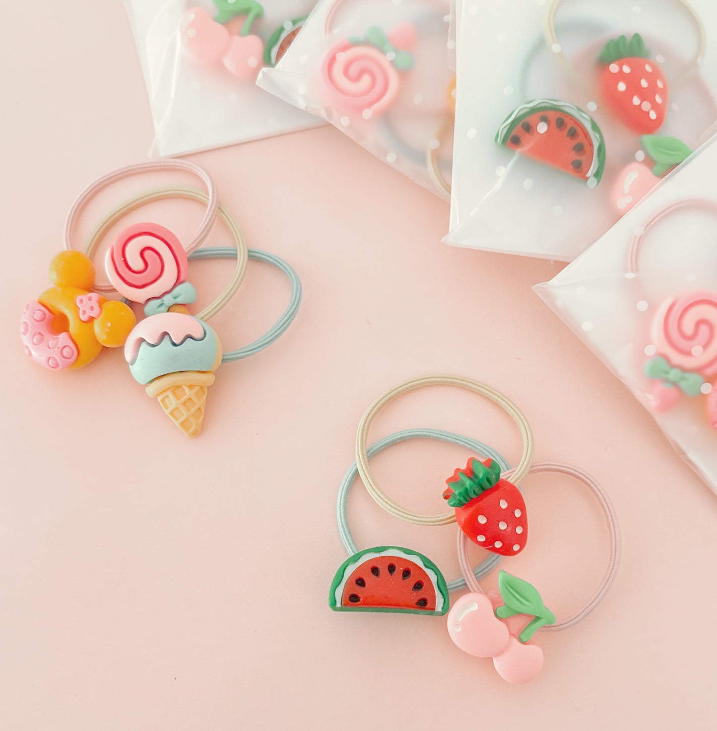 Summer Treats hair ties - Candy or Fruits sets