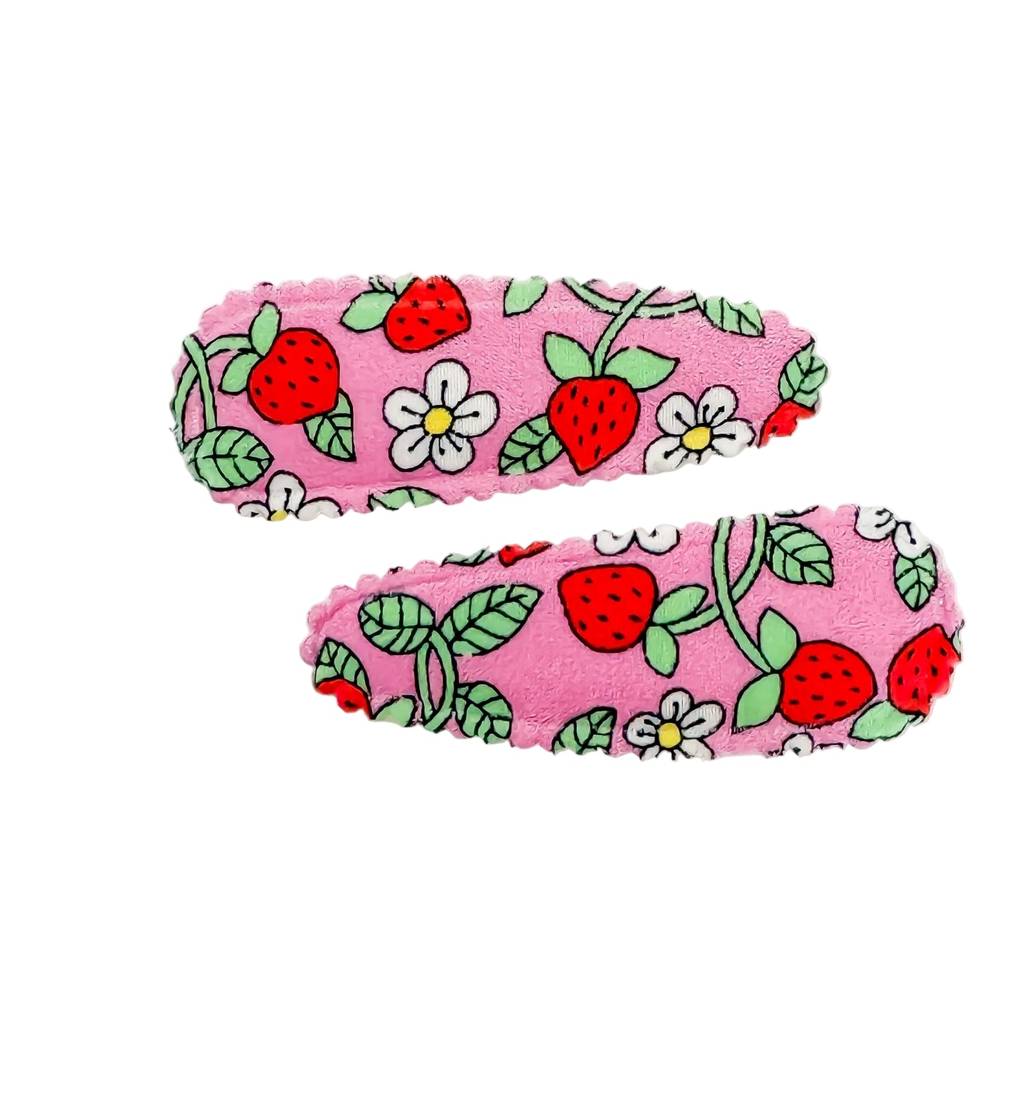 Berry Patch Fabric Snap Fringe clip duo