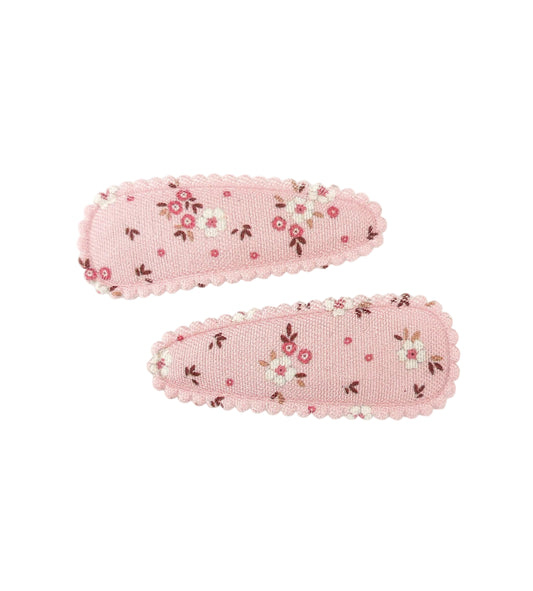 Blush Wildflowers Fabric Snap Fringe clip duo