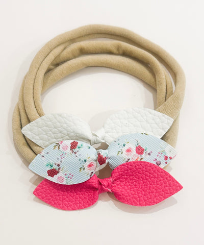 My First Headband - Emilia petite knot bow trio