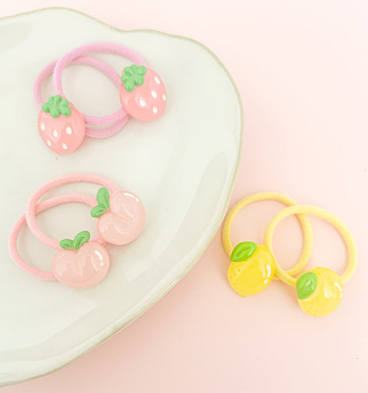 Summer Fruits ponytails pairs- Lemon, Strawberry or Peach