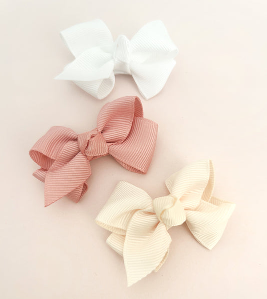 Eden Trio of Mini Bow hair clips - Dreamy