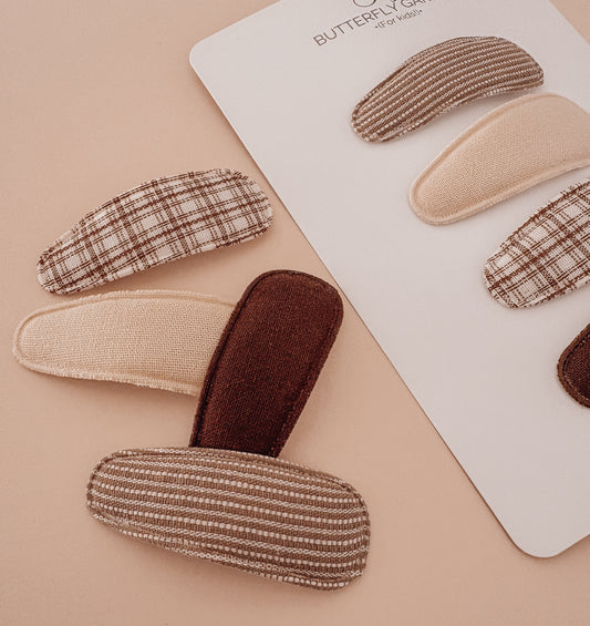 New! Cozy Neutrals Fabric Nonslip Clip set